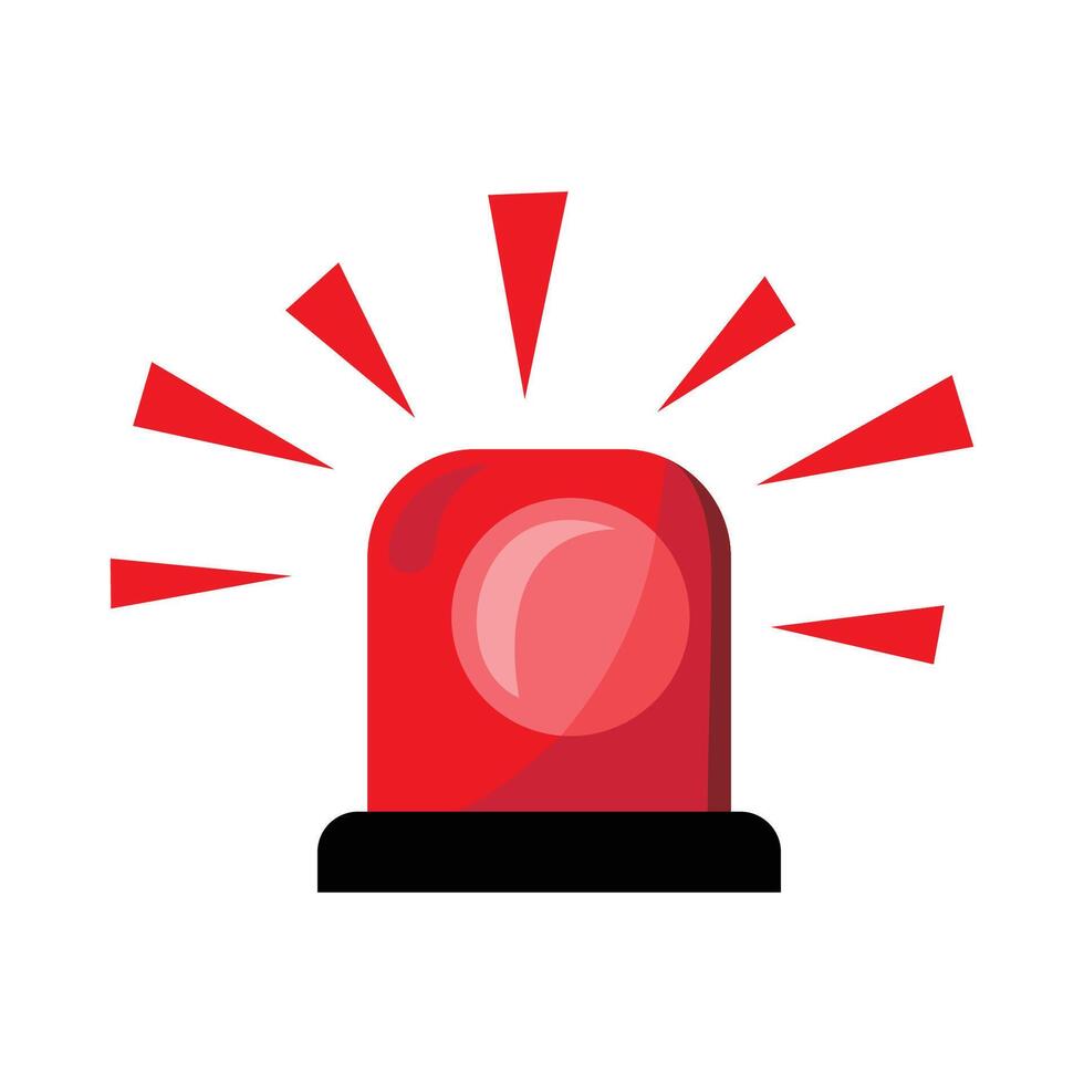 flat siren illustration. red emergency lamp sign and symbol. vector