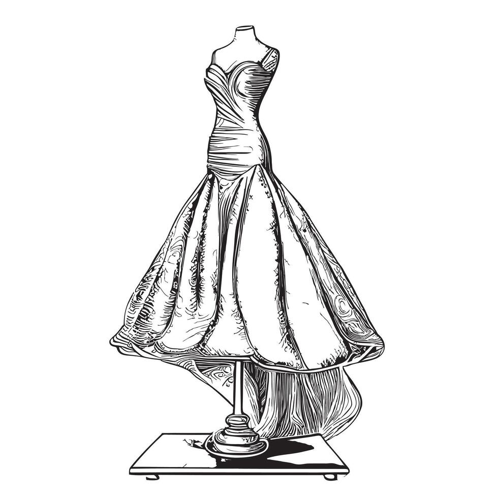 Dress evenings sketch hand drawn in doodle style illustration vector