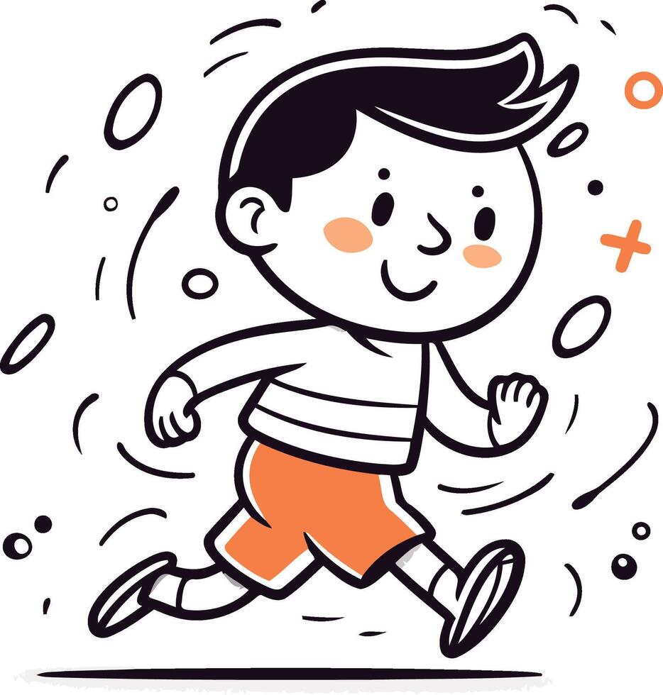 Cute cartoon boy running in a hurry for your design. vector
