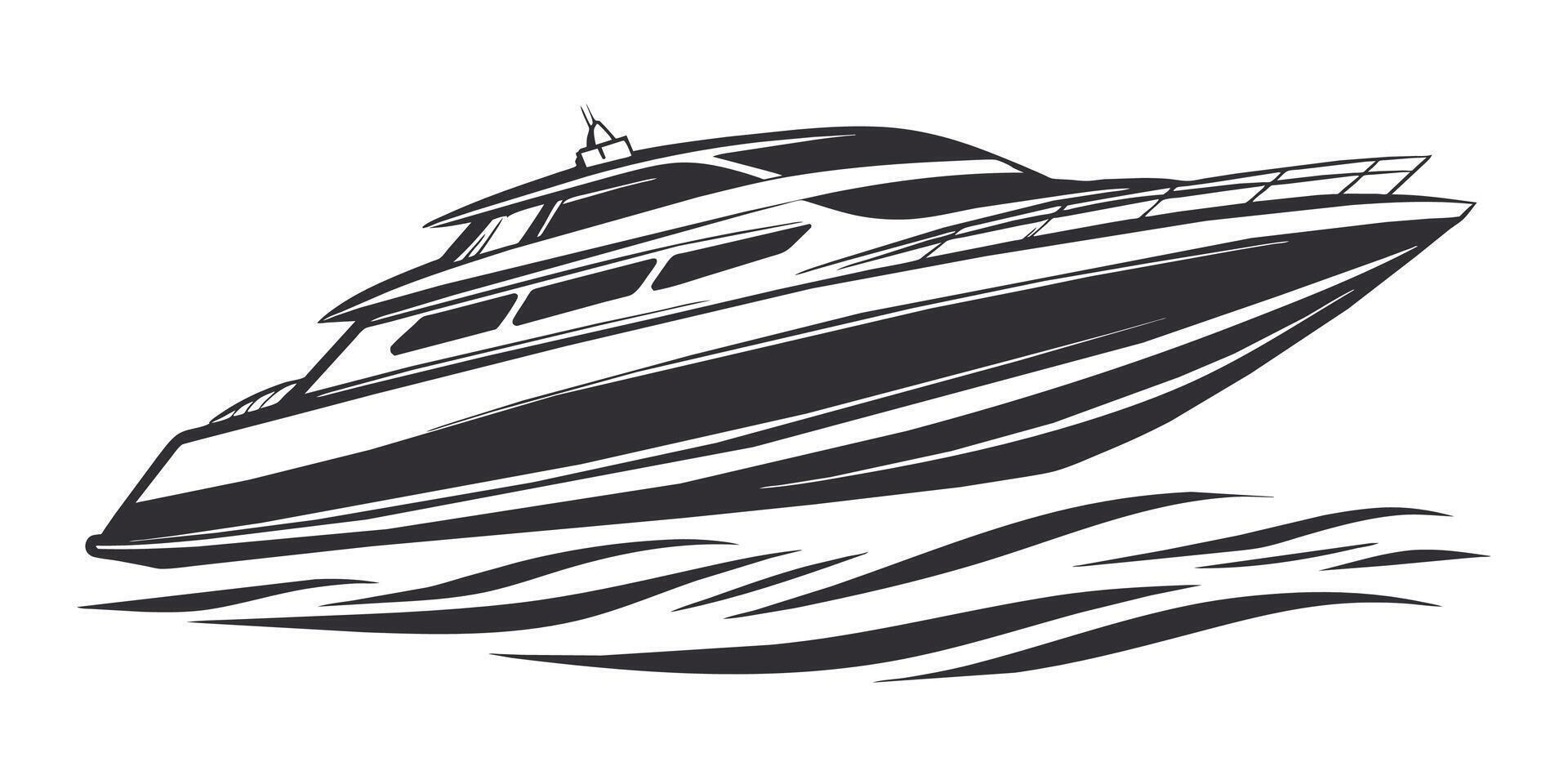 modern super stylish fast yacht speeding on the sea vector