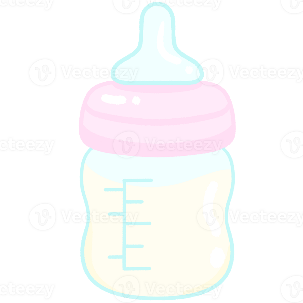 baby set baby mlik bottle illustration and cartoon style pastel baby toy isolated png