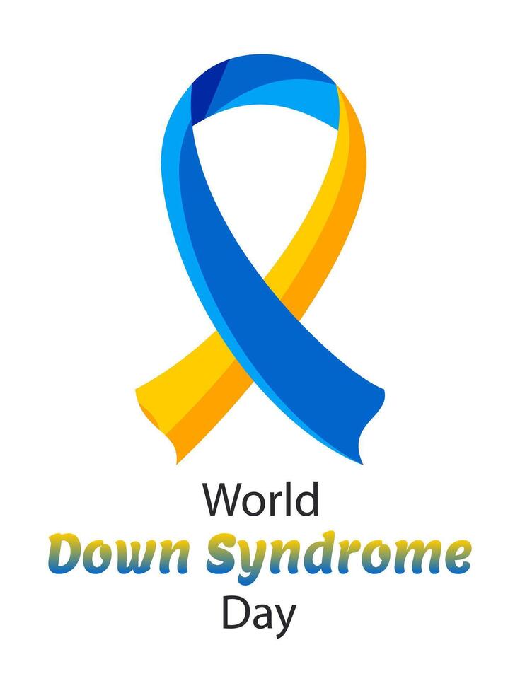 World Down Syndrome Day. The symbol is a yellow blue ribbon. 21 March. vector