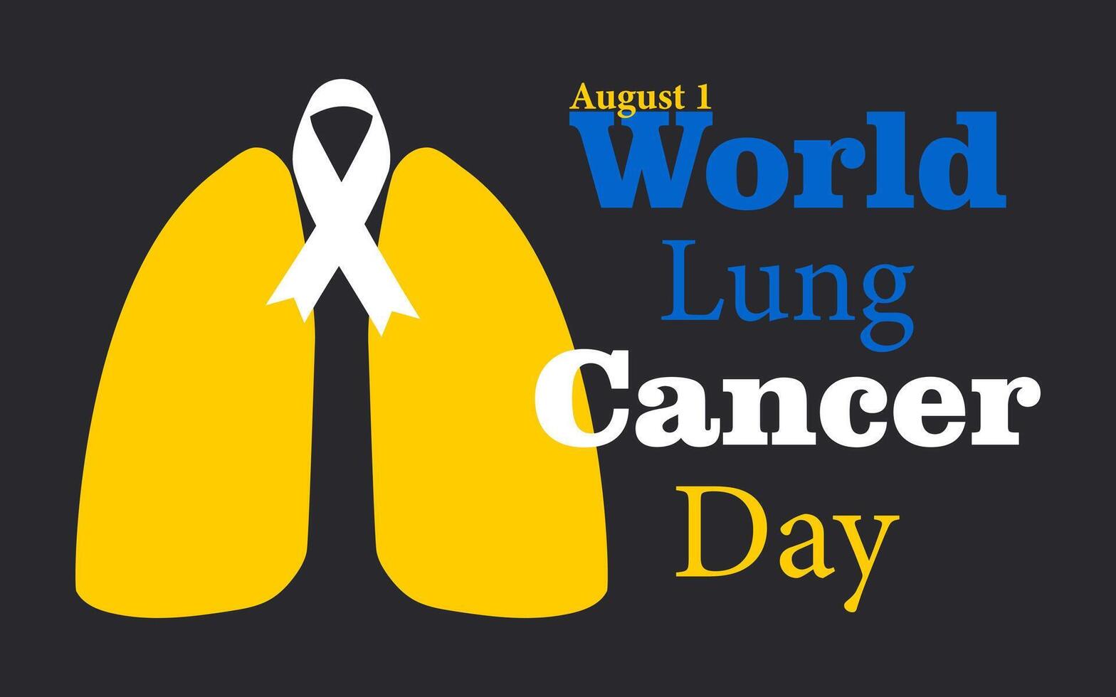 World Lung Cancer Day. August 1. Horizontal dark banner. vector