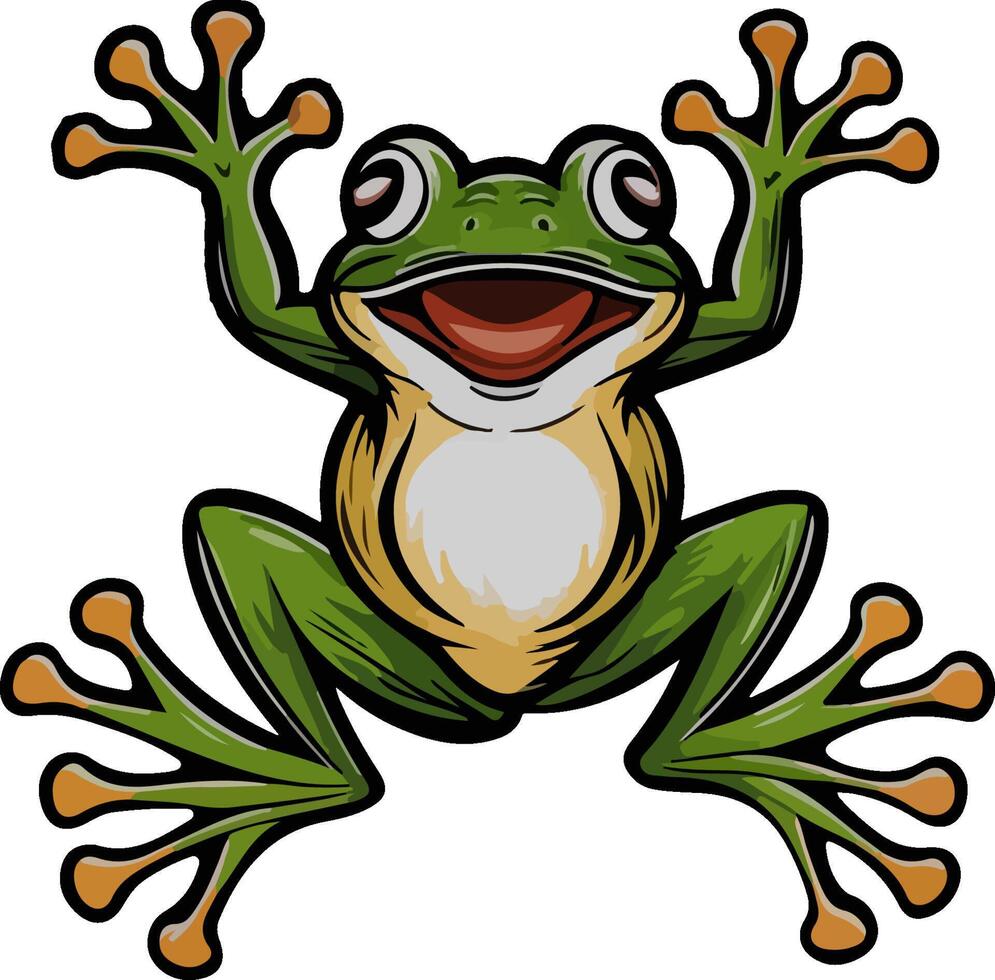 a cartoon frog jumping up and down vector