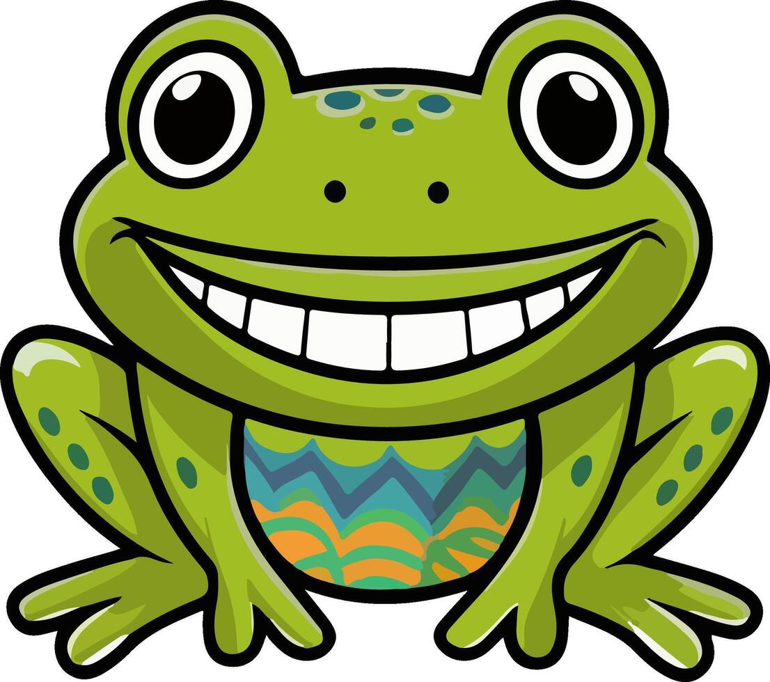 a cartoon frog with big eyes and a smile vector