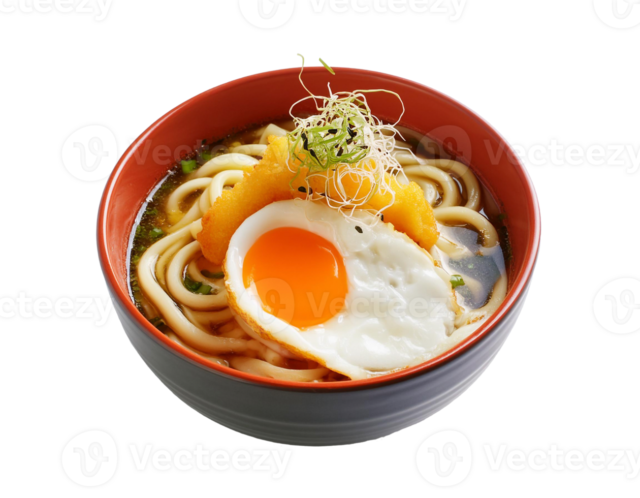 Special ramen topped with delicious katsu pieces png