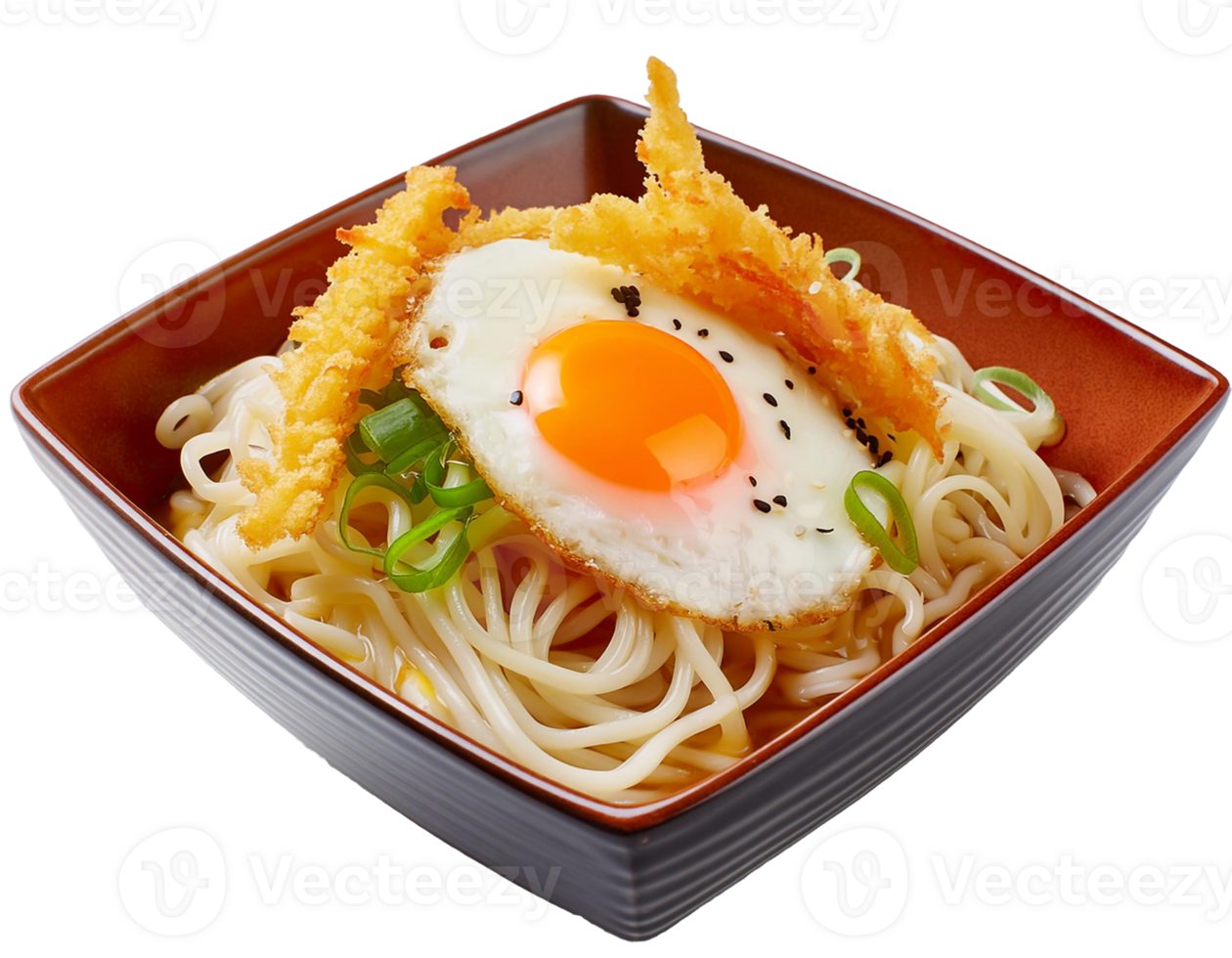 Special ramen topped with delicious katsu pieces png