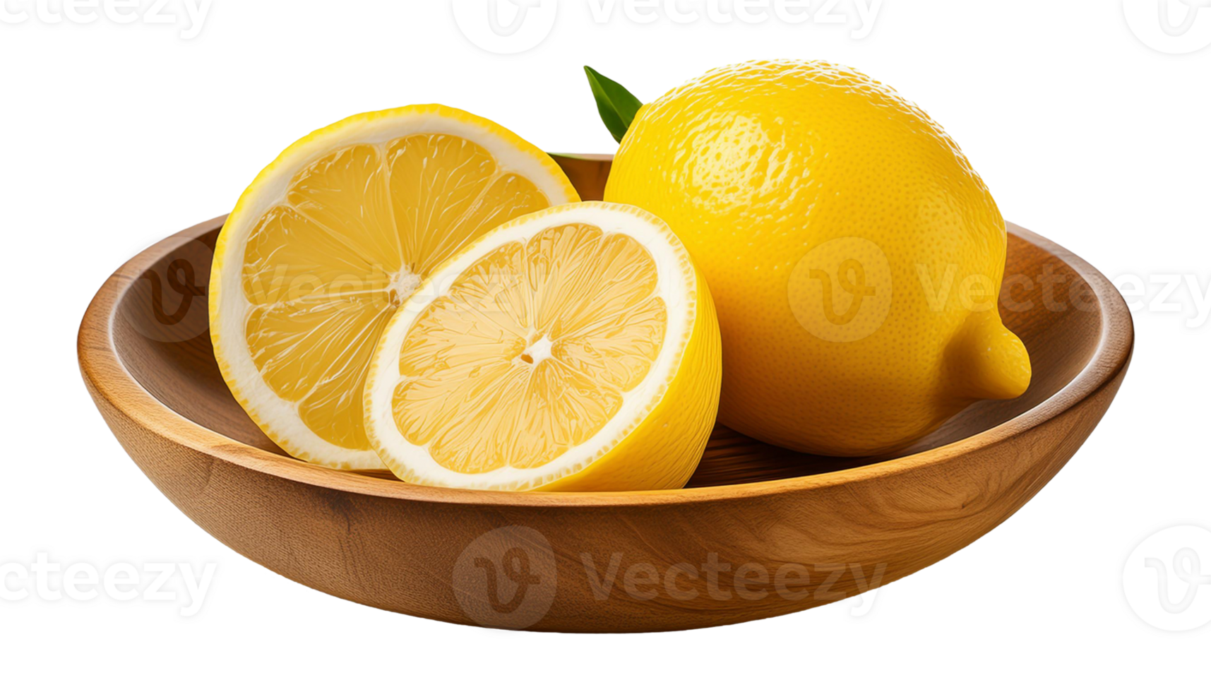 färsk gul citroner på en trä- tallrik png