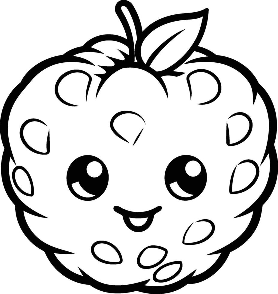 Black and White Cartoon Illustration of Cute Strawberry Fruit Character for Coloring Book vector