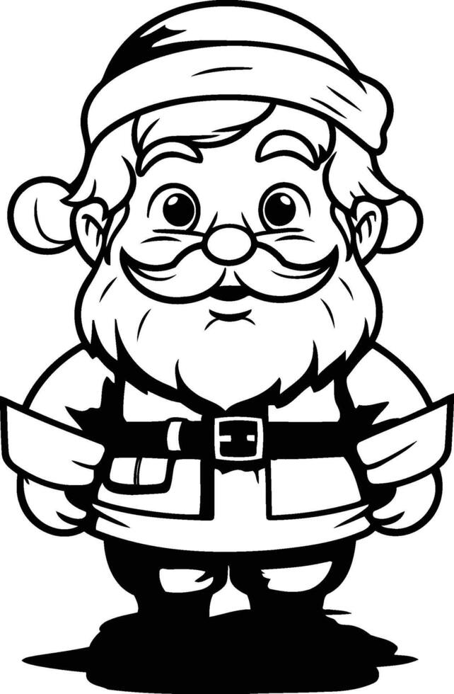 Santa Claus - Black and White Cartoon Illustration. EPS10 vector