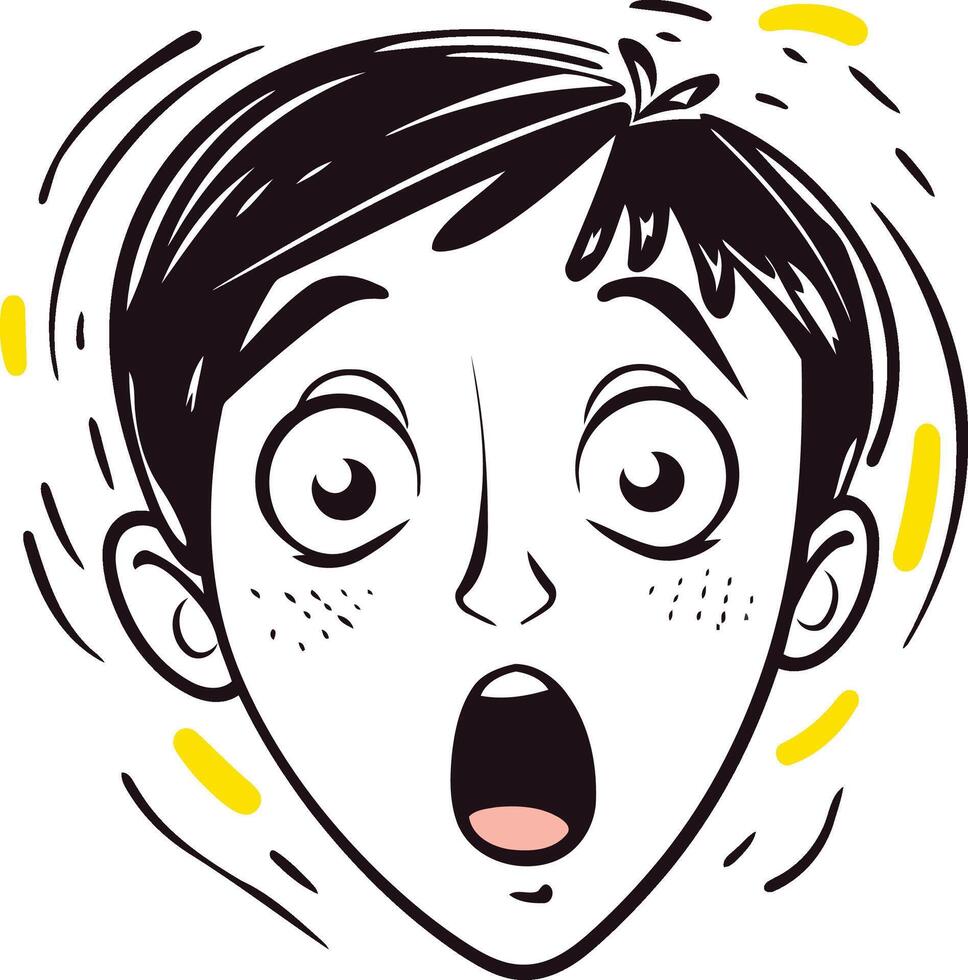 Surprised face of a boy with open mouth vector