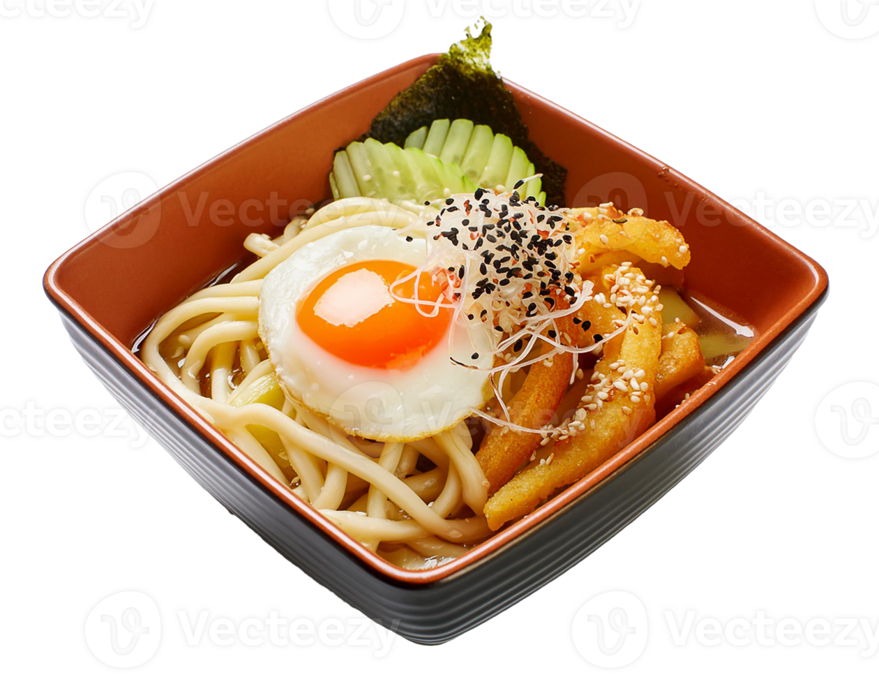 Special ramen topped with delicious katsu pieces png