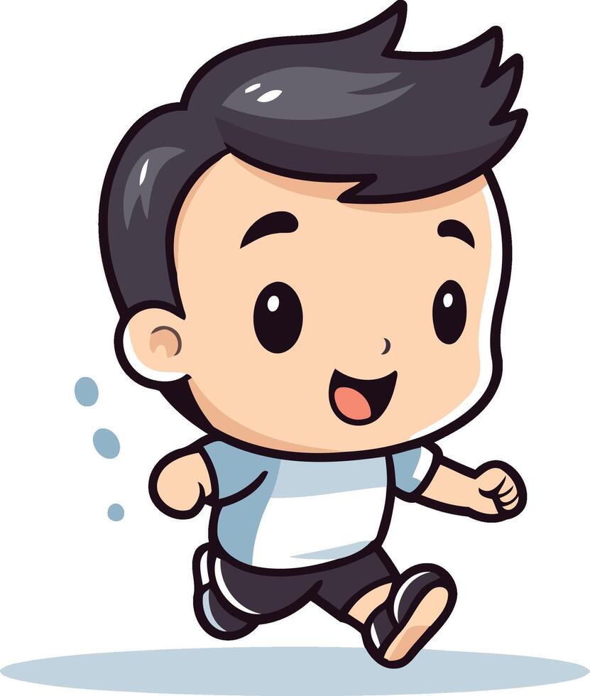 Running Boy - Cute Cartoon Illustration vector