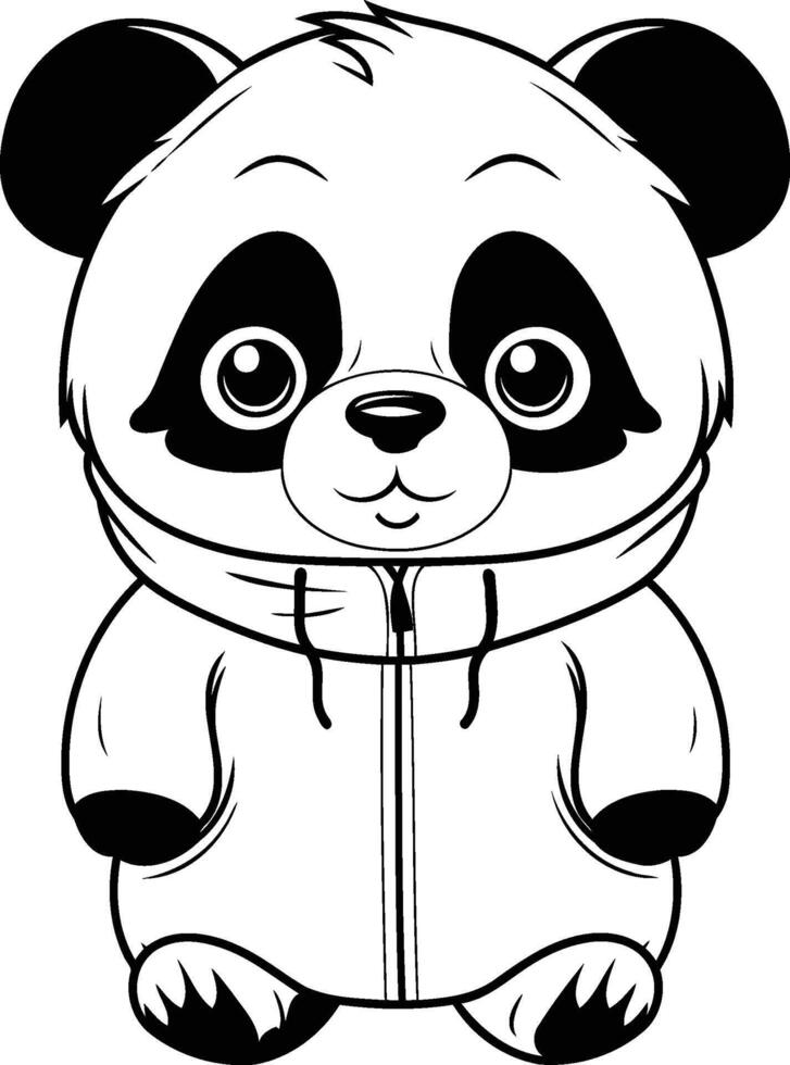 Cute panda in a raincoat. Cartoon illustration. vector