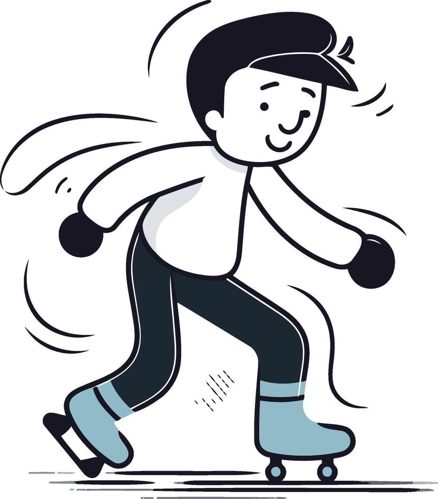 Illustration of a boy skating on skates. vector
