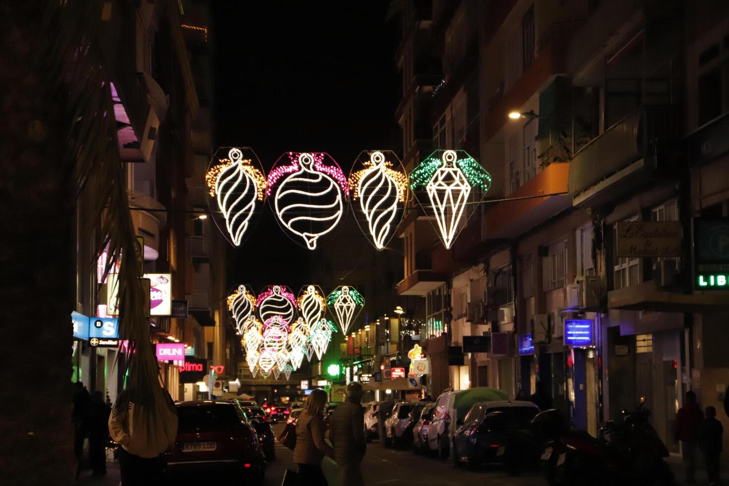christmas night in alicante, spain photo