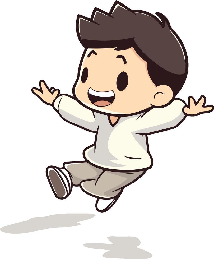 Boy Jumping - Cartoon Illustration vector