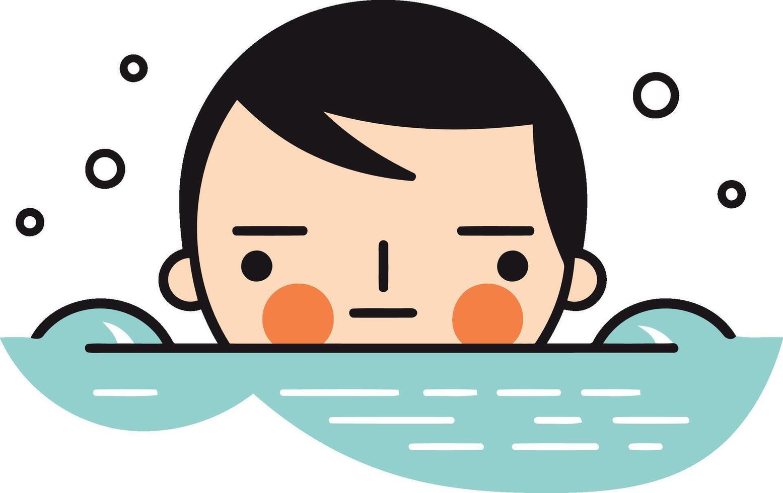 Cute cartoon boy swimming in the sea. flat illustration. vector