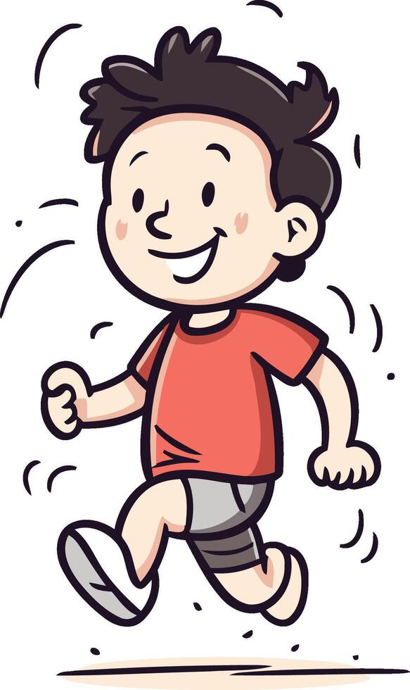 Running Boy - Cartoon Illustration of a Kid Boy Character Running vector