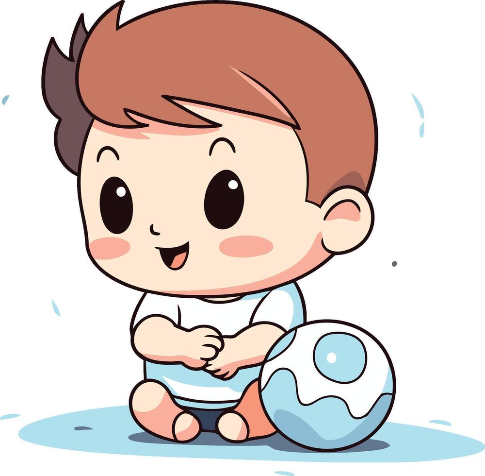 Cute baby boy playing with ball of a cute baby boy playing with ball. vector