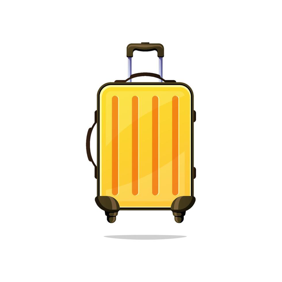 Yellow suitcase isolated on white background. vector