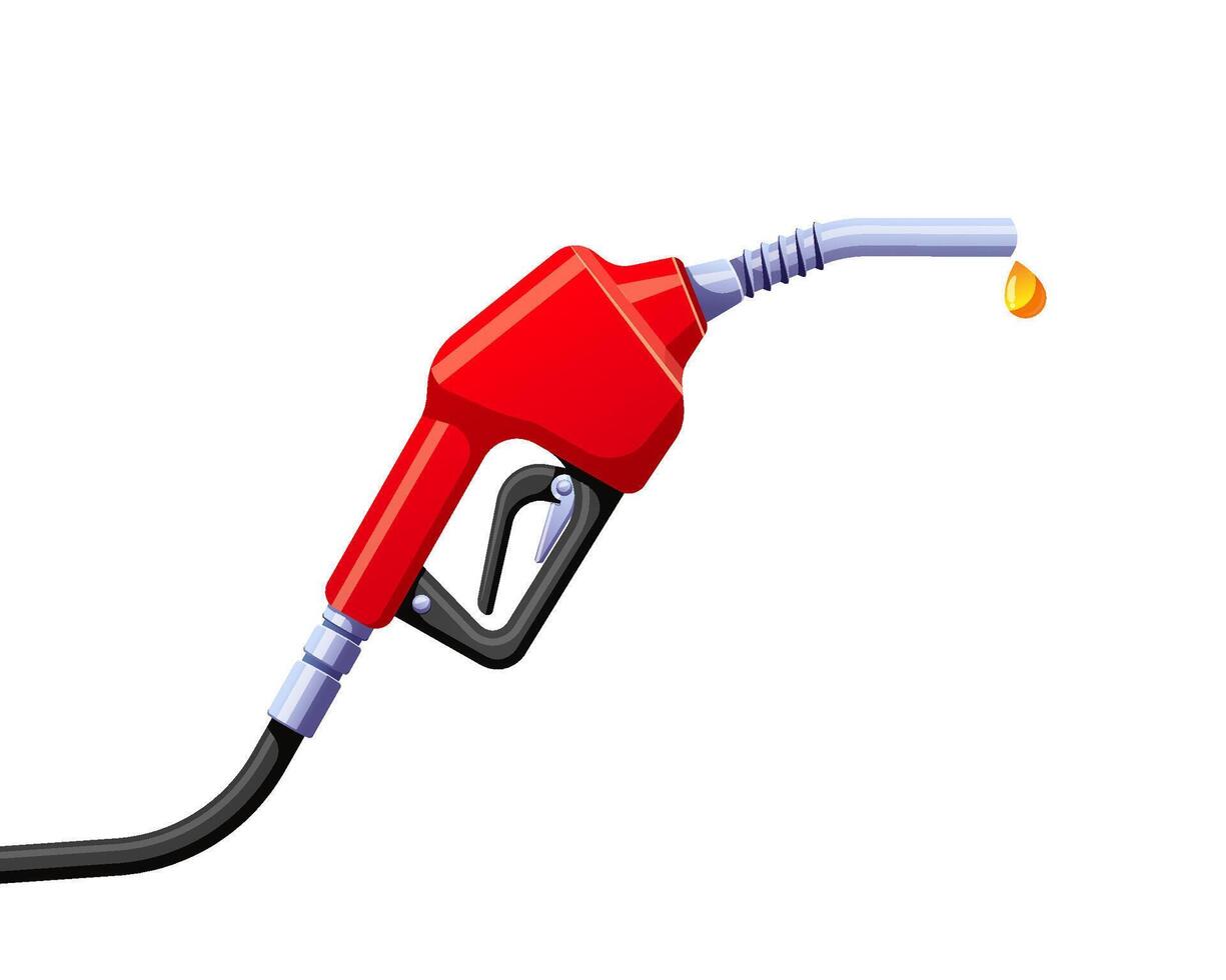 Red fuel pump nozzle gasoline isolated on white background. vector