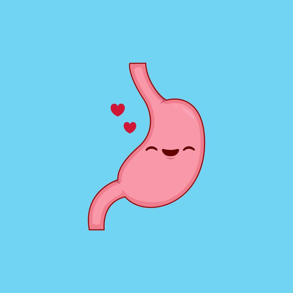 cute happy healthy stomach cartoon illustration vector