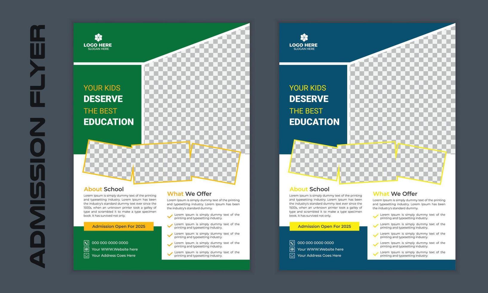 Clean and simple school admission flyer design. vector