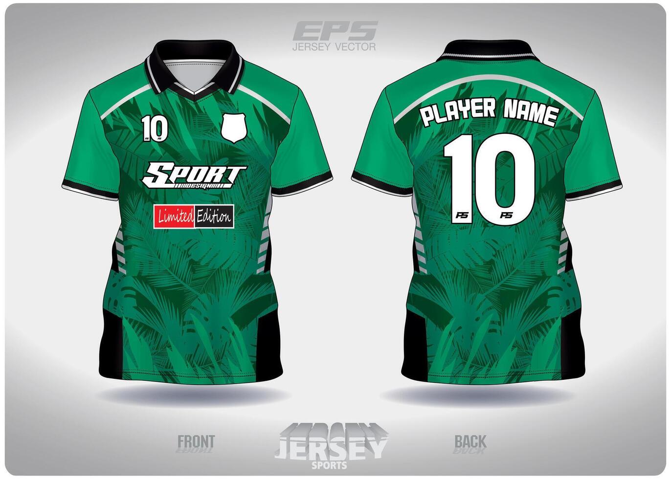 EPS jersey sports shirt .green amazon forest pattern design, illustration, textile background for V-neck poloshirt, football jersey poloshirt vector
