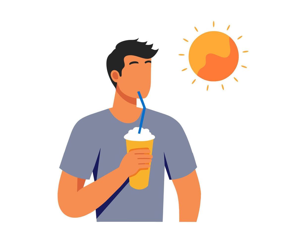 Man Drinking cold drink. vector