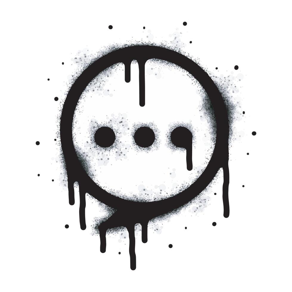 Set of Spray painted graffiti Speech bubble in black over white. bubble drip symbol. isolated on white background. vector