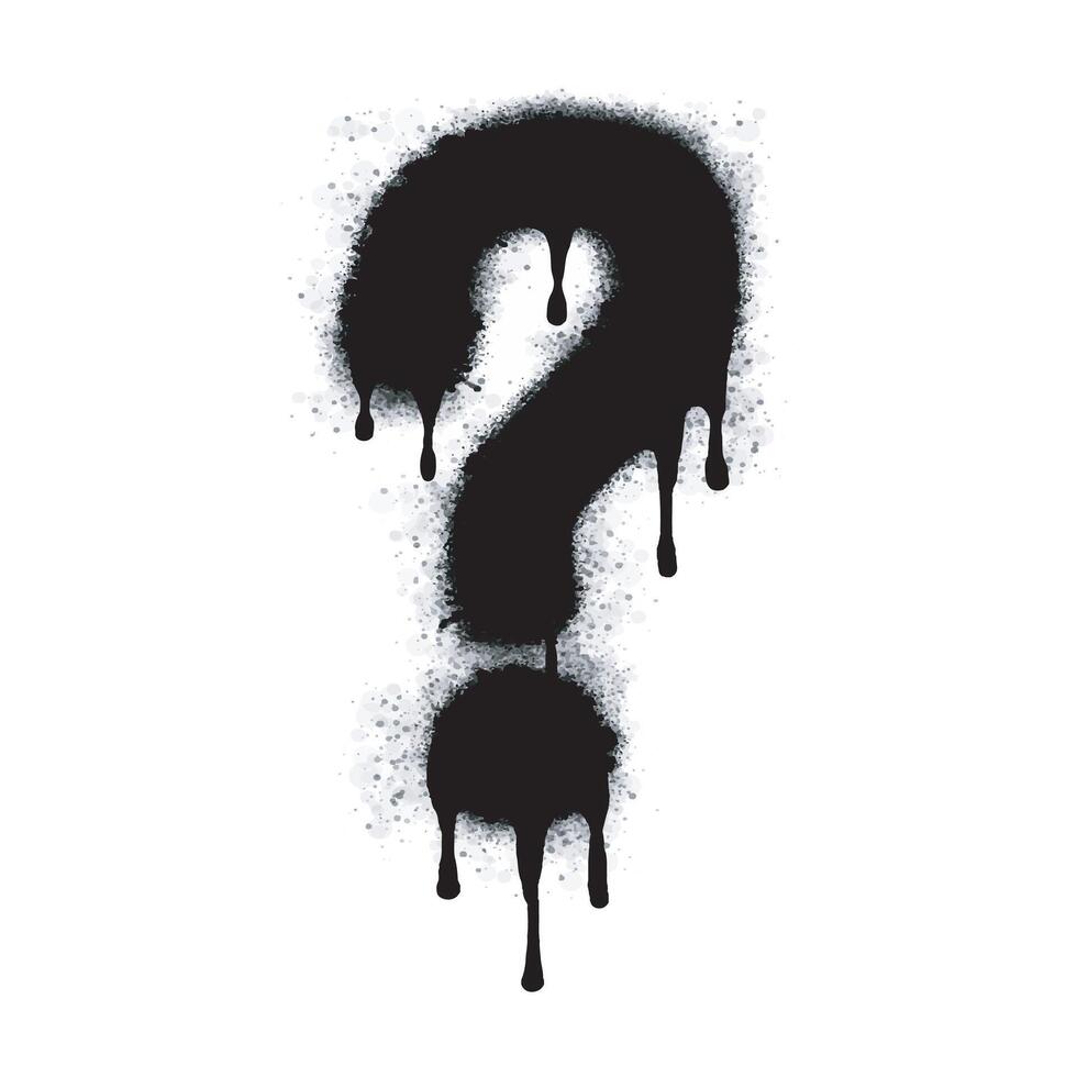 Spray Painted Graffiti question mark, exclamation mark Sprayed icon isolated on white background. graffiti No Sign symbol with overspray in black on white. vector
