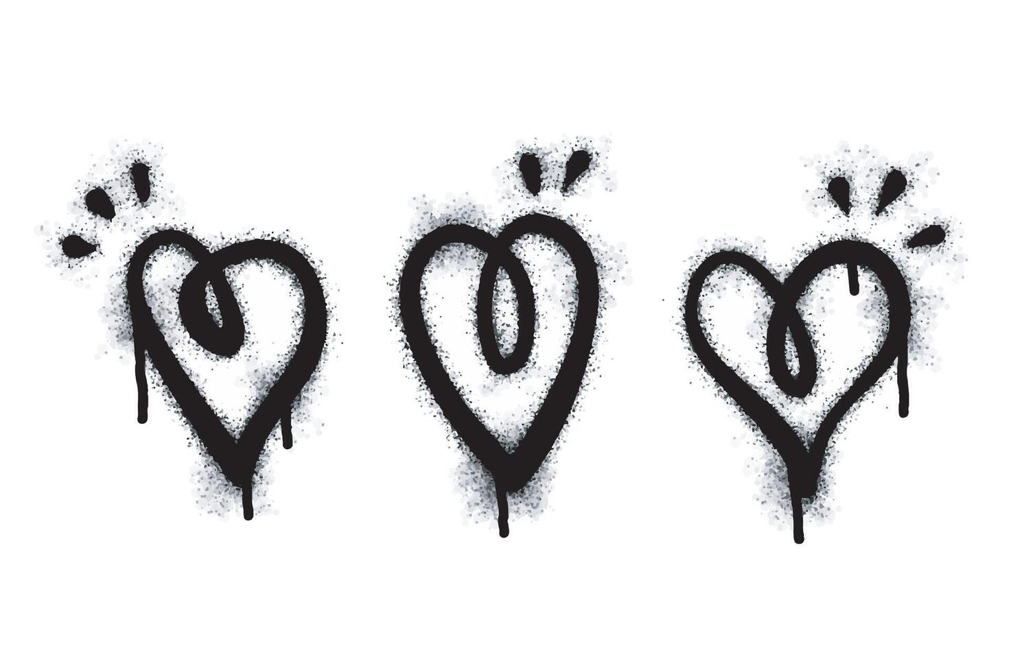Spray graffiti heart sign painted in black on white. Love heart drop symbol. isolated on a white background. vector