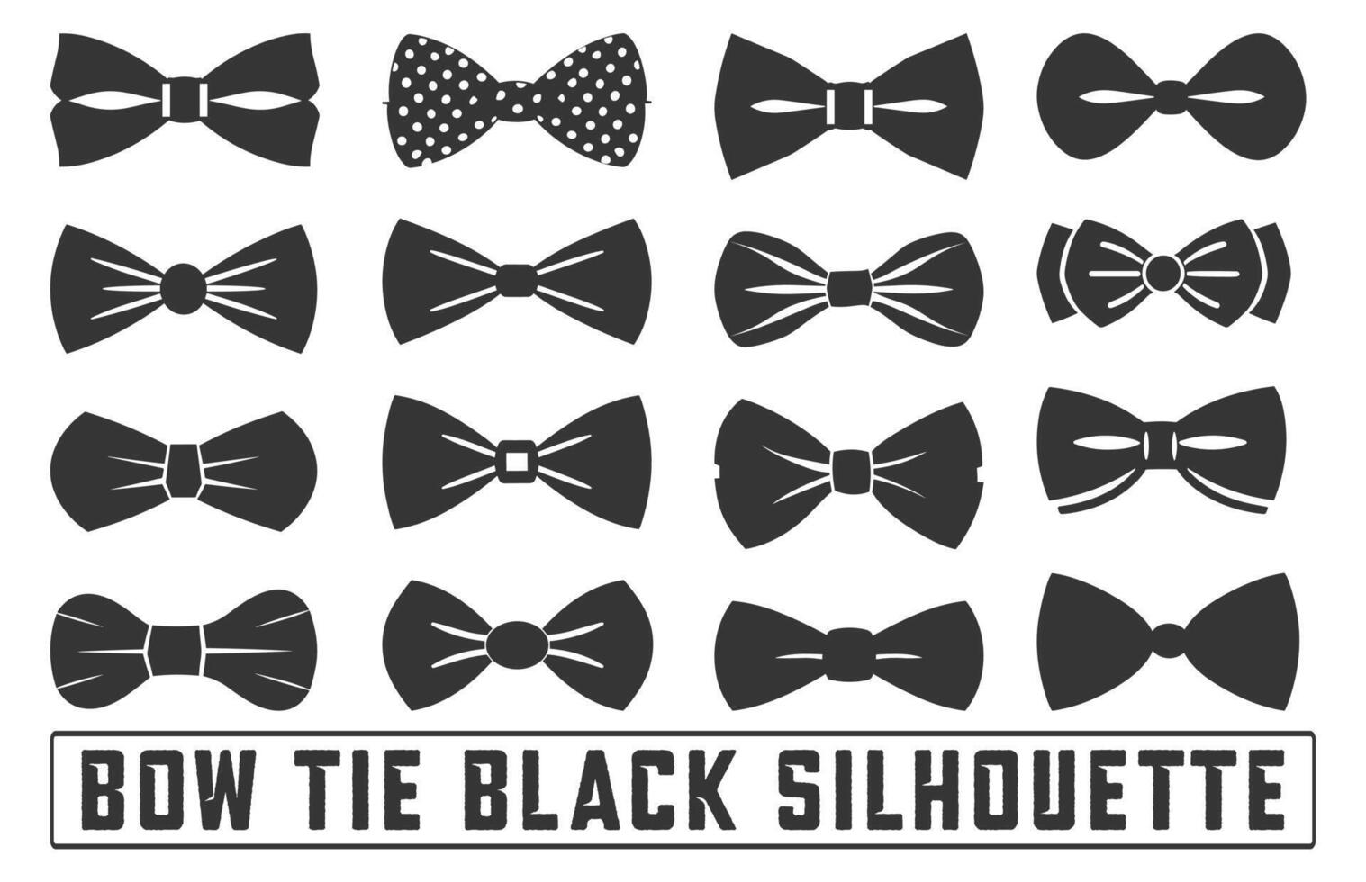 Bow Tie Icons Set, bow tie silhouette on white background isolated , Bow Tie Bundle Silhouette, Elegant bowtie silhouettes collection. vector