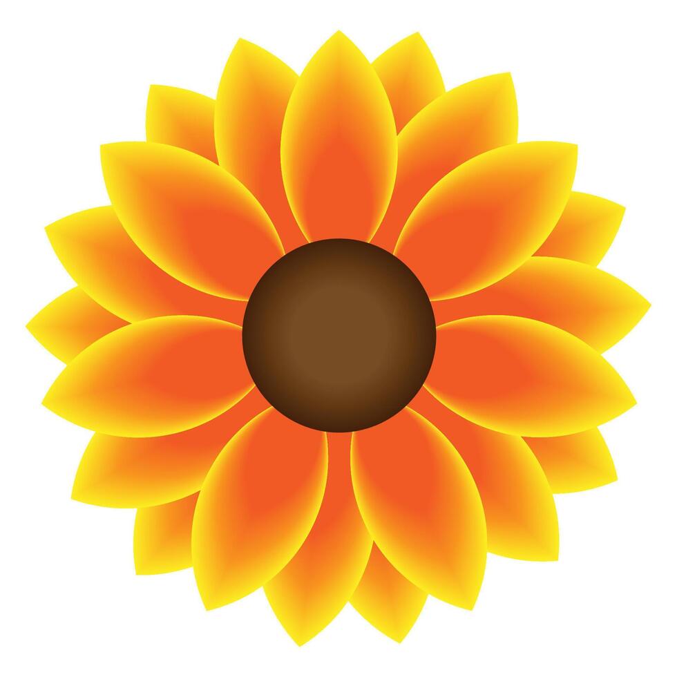 Vibrant Sunflower isolated on a white background. Summer flower for Design Inspiration. illustration. vector