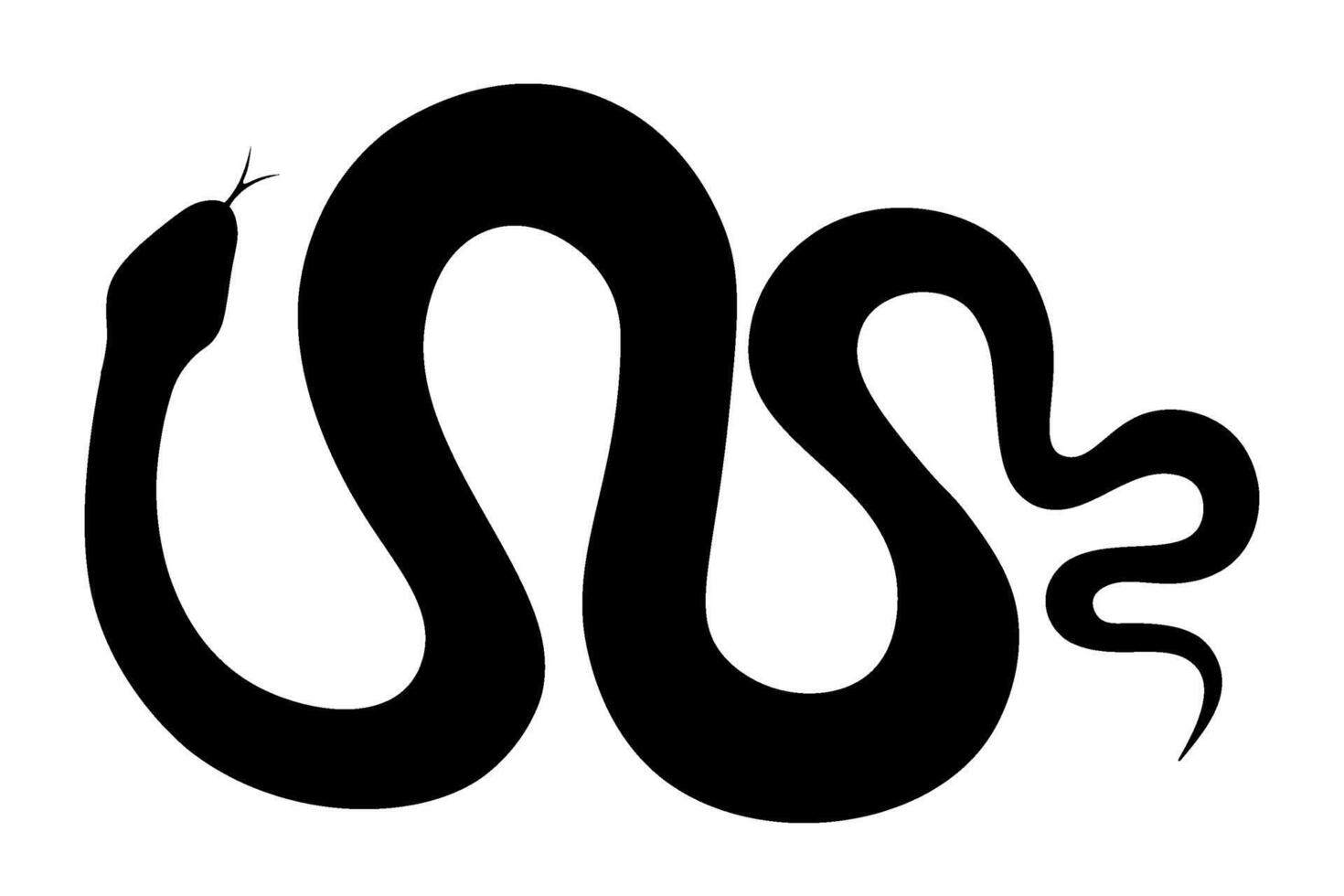 Black silhouette of a twisted snake isolated on a transparent background. Symbol of 2025 Chinese New Year. illustration. vector