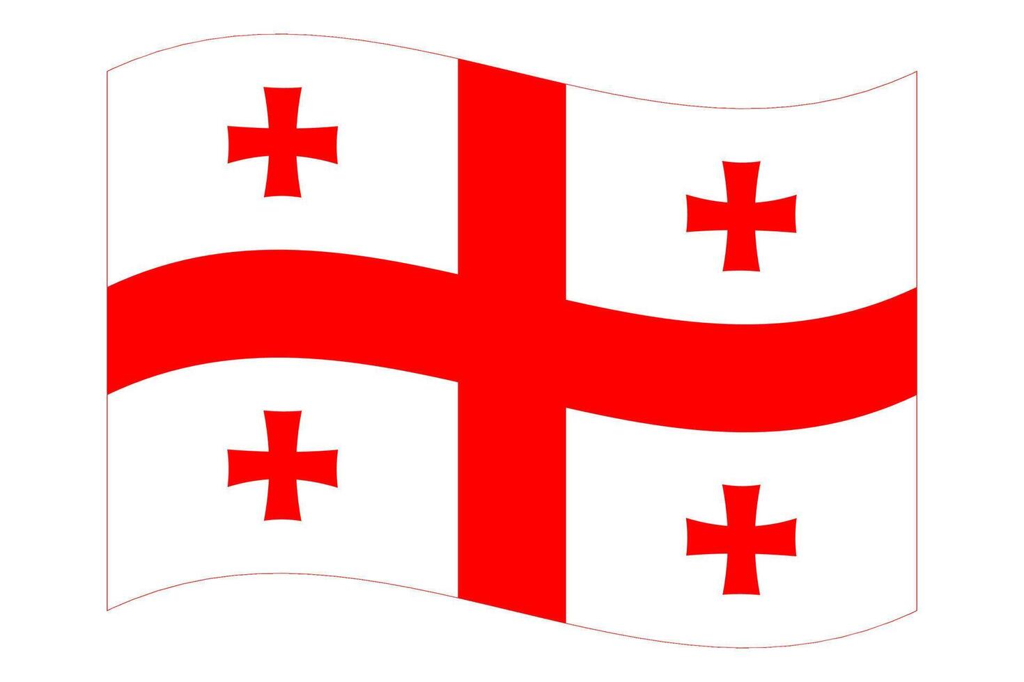 The wavy flag of Georgia is isolated on a transparent background. illustration vector