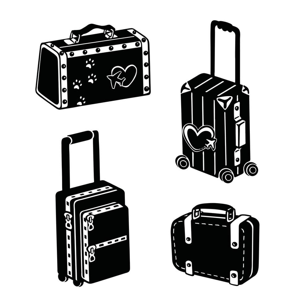 Set of suitcase silhouettes isolated on white background. illustration. vector
