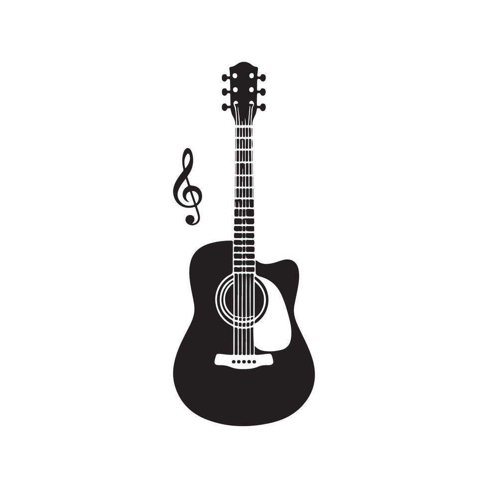 Guitar Silhouette flat illustration. vector