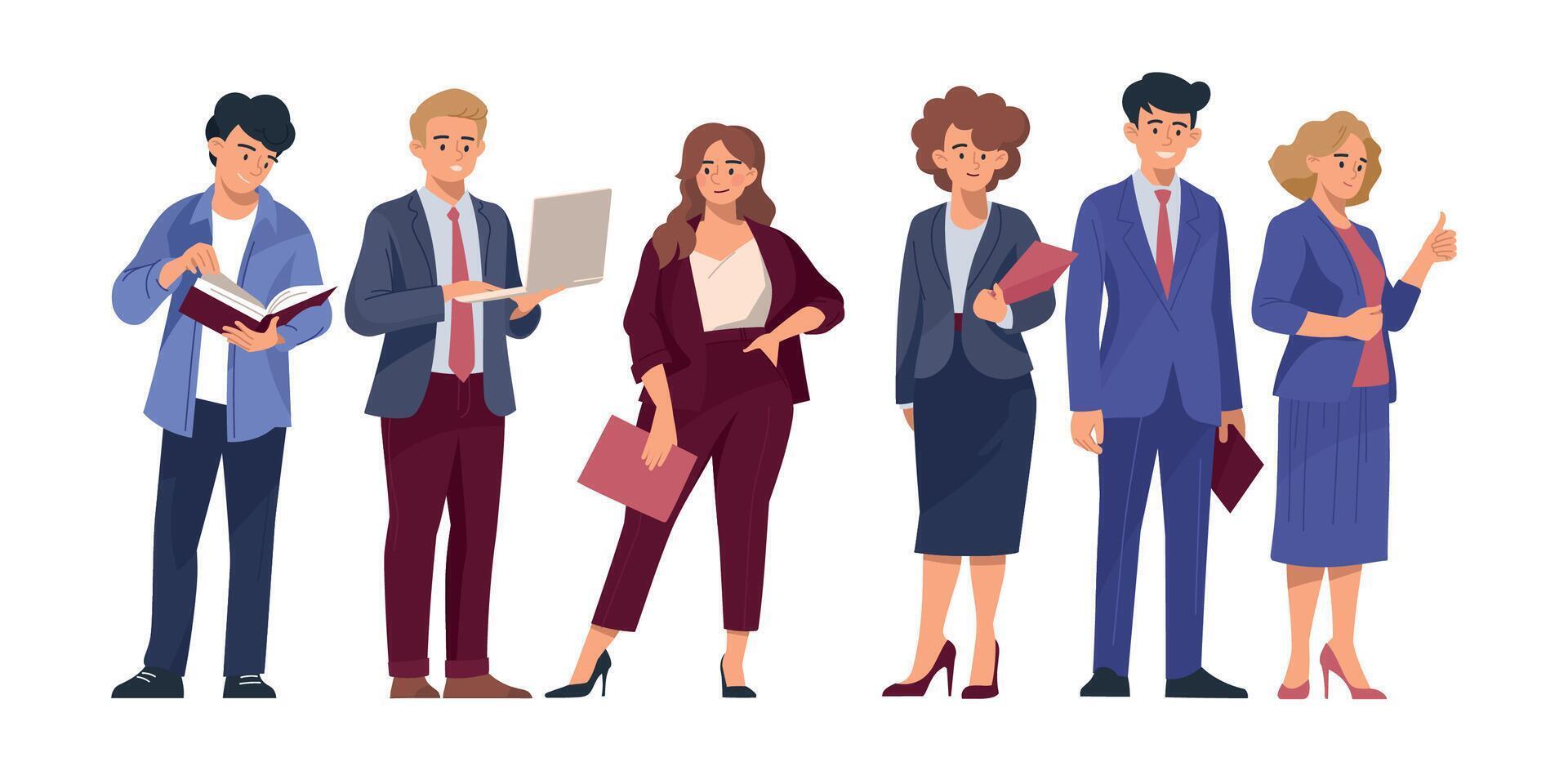 People at work. Business people. Men and women in business suits. Set of images of people for business design. Solving work issues. office life. vector