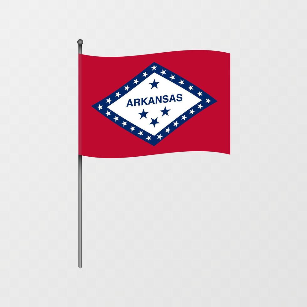 Arkansas flag on flagpole. illustration. vector