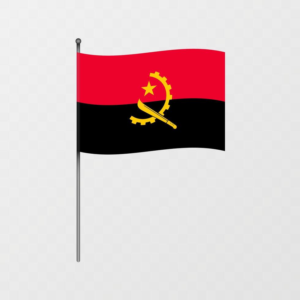 Angola national flag on flagpole. illustration. vector