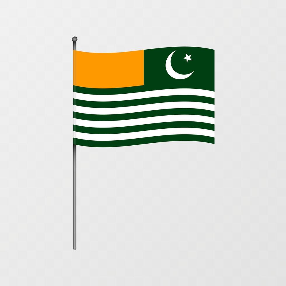 Azad Kashmir national flag on flagpole. illustration. vector