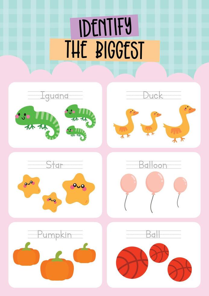 kids fun education find the biggest smallest object worksheet printable ...