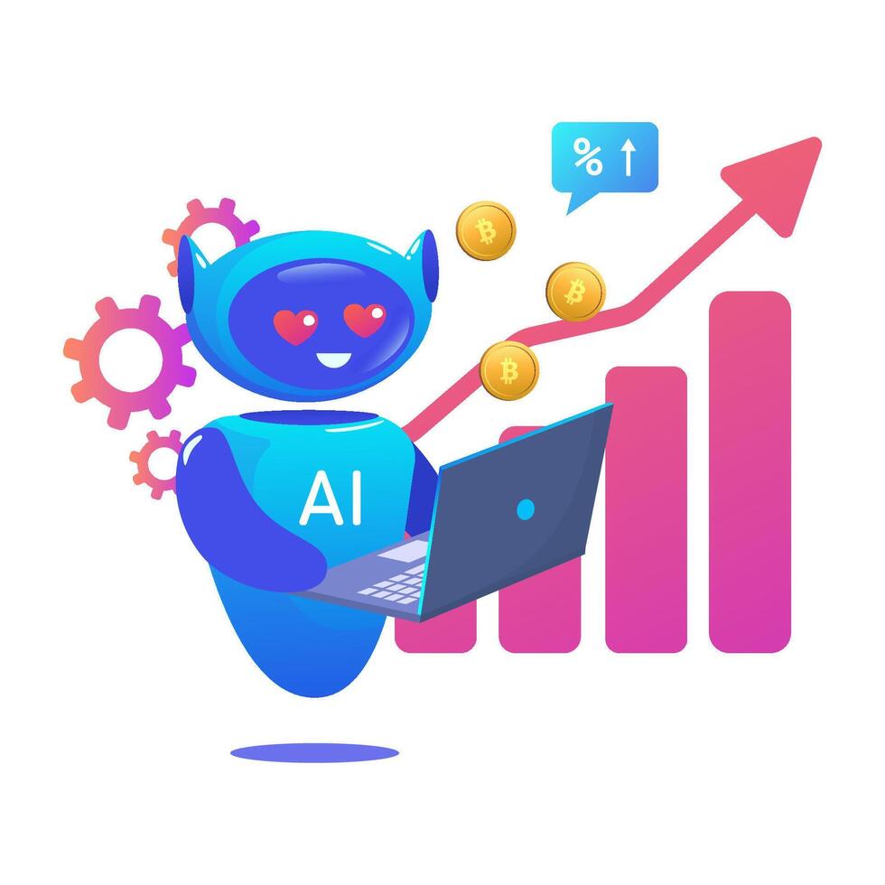 Robot AI sales improvement. Trading bot Stock trading concept Artificial intelligence Abstract background vector