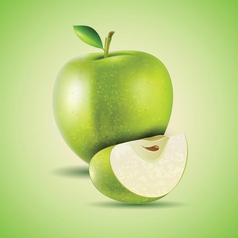 Fresh Green Apple Fruits with slice Background vector