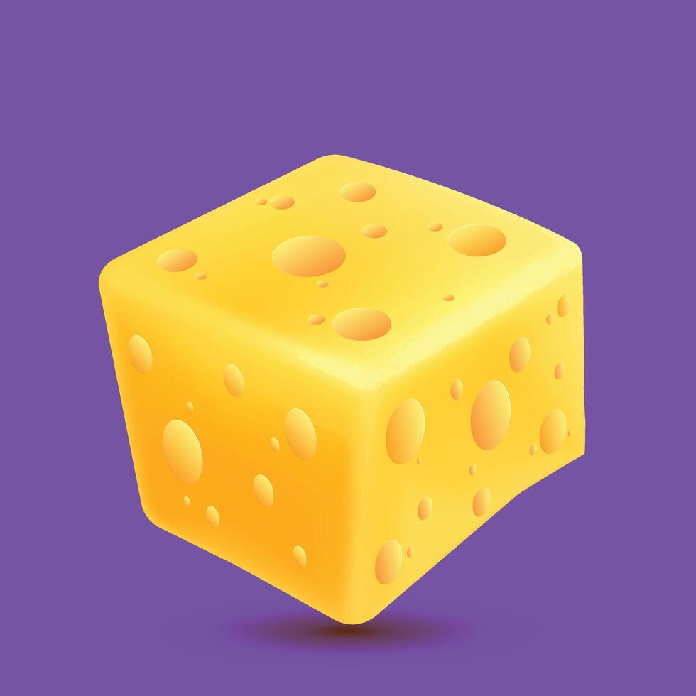 Yellow Cheese Cube dark Background vector
