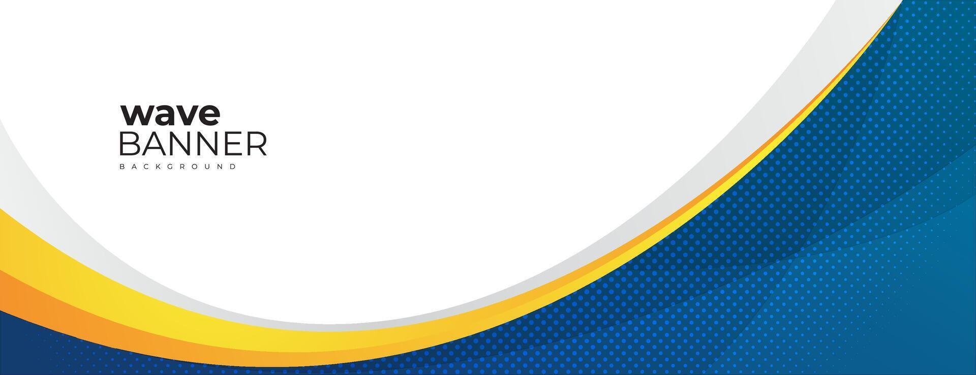 blue yellow wavy shapes background with halftone. great for business banner design,corporate poster, flyer, presentation, cover, brochure, website. vector