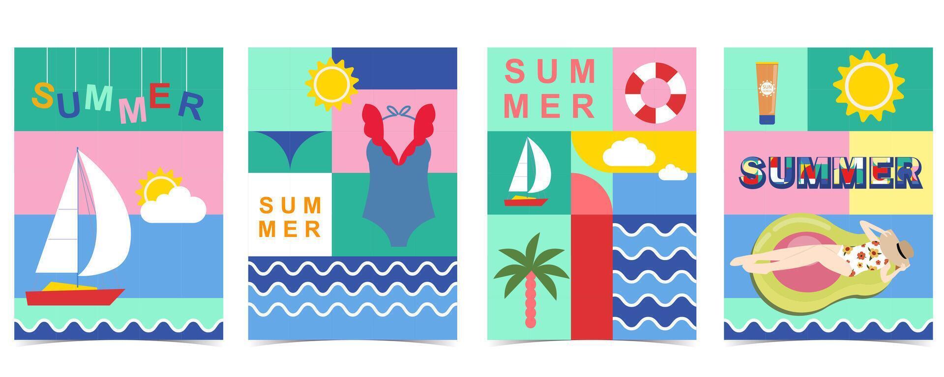 summer background with geometric style.illustration for a4 vertical design vector