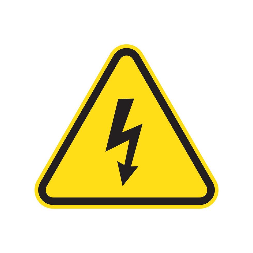 High voltage sign with lightning. vector